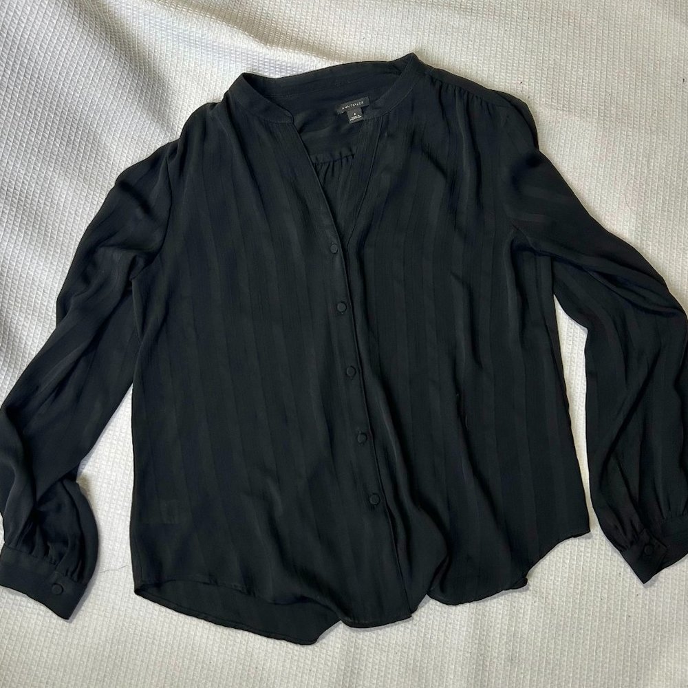 Ann Taylor Black Striped Blouse | Size Medium